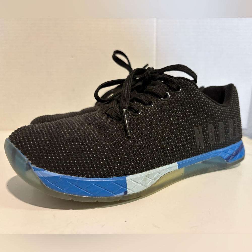 NOBULL Superfabric Lightning Trainer Black Blue Women 7 Men 5.5